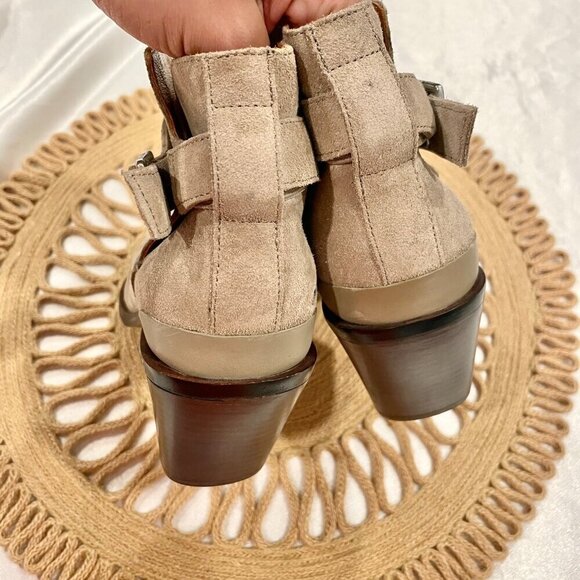 RAG & BONE Ramone Western Bootie Moto Block Heel Ice Grey Tan Size EU 38 - Picture 9 of 12